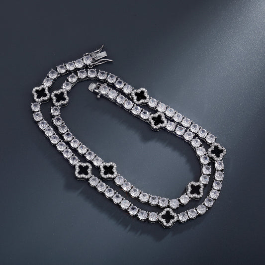 Silver Green Clover Bracelet (Green Zirconium)
